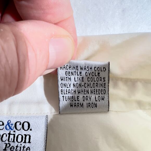 Style & Co Collection Button Shirt Ruched Woman 10P * PETITE* White Long Sleeve - Picture 7 of 8